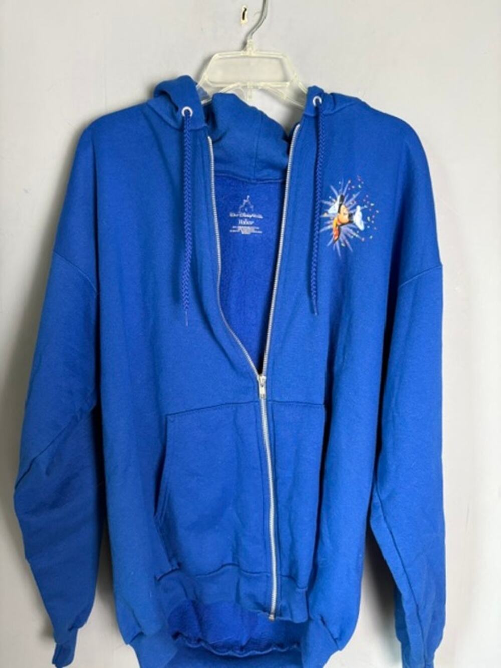 Walt Disney World Mickey Mouse Hanes Blue Full Zip Hoodie Size Large